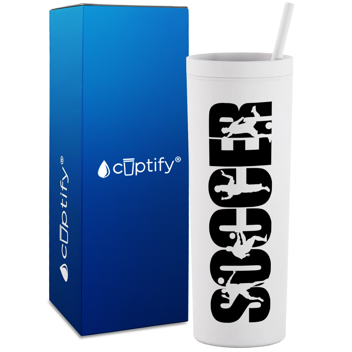 Soccer Players on 18oz Acrylic Skinny Tumbler