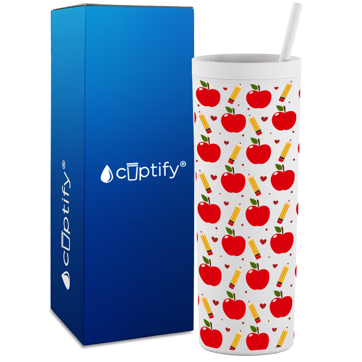 Apples and Pencils on 18oz Acrylic Teacher Tumbler