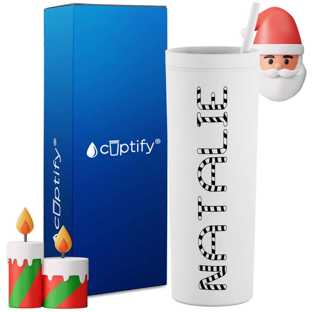 Personalized Candy Cane Style on 18oz Acrylic Christmas Tumbler