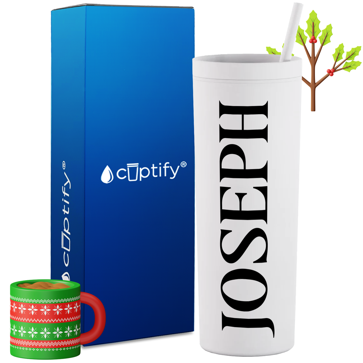 Personalized Merry Style on 18oz Acrylic Christmas Tumbler