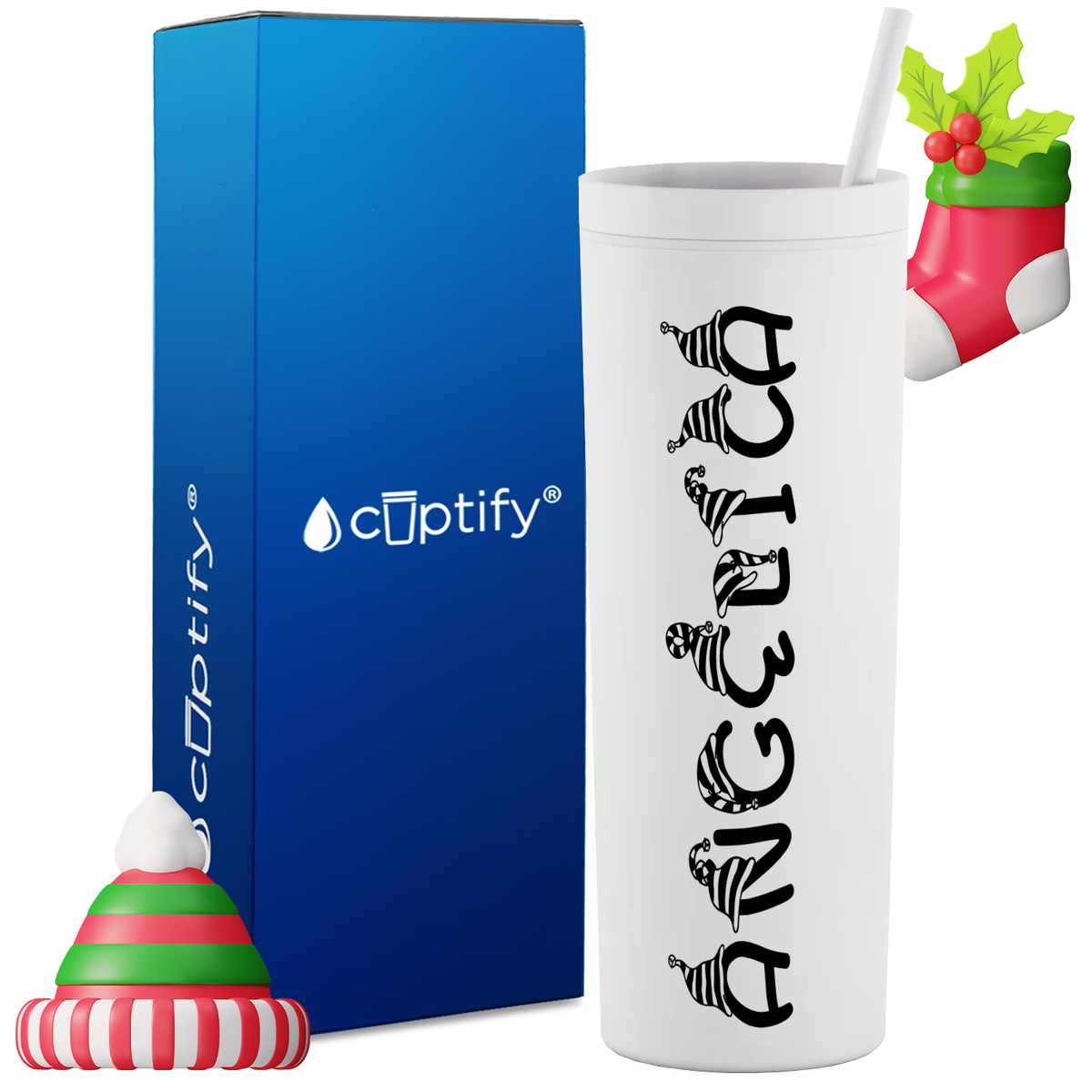 Personalized Elfen Style on 18oz Acrylic Christmas Tumbler