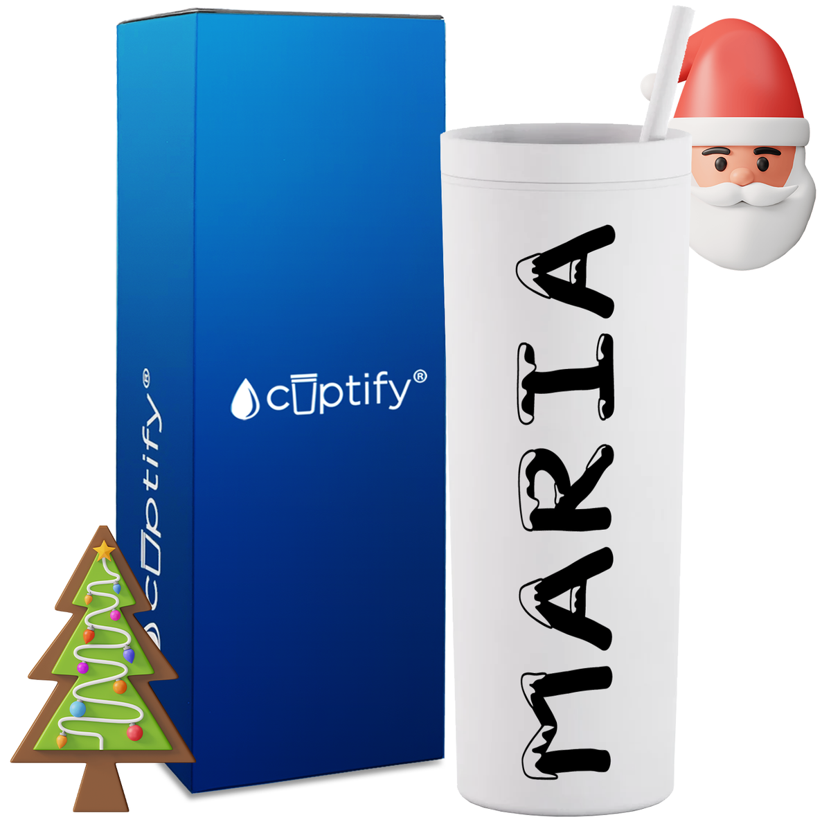 Personalized Snowy Style on 18oz Acrylic Christmas Tumbler