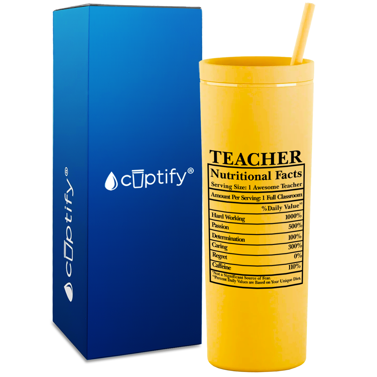 Teacher Nutritional Facts on 18oz Acrylic Teacher Tumbler