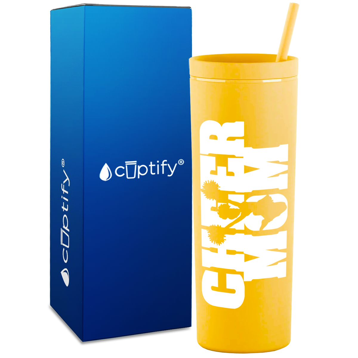 Cheer Mom with Cheerleader on 18oz Acrylic Skinny Tumbler