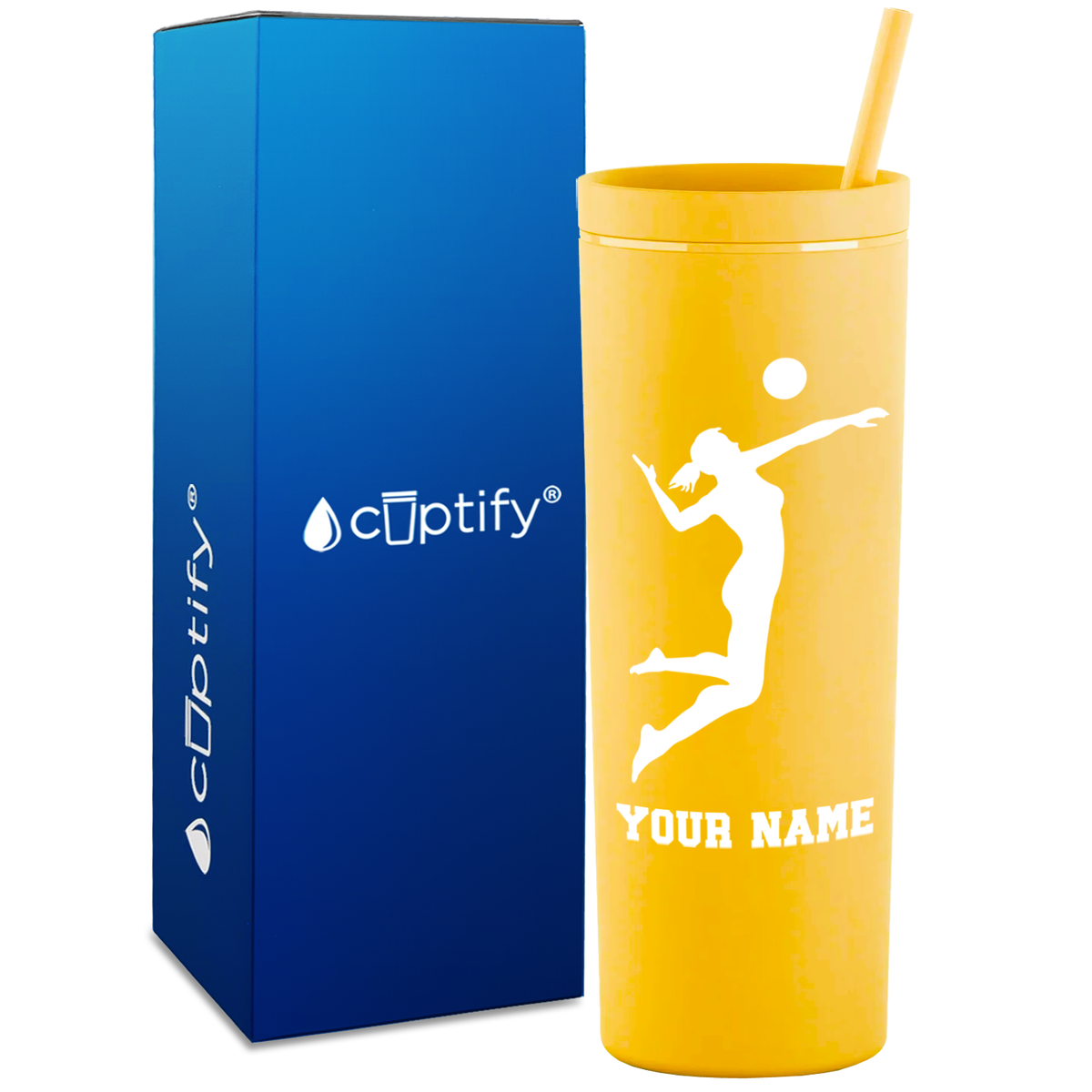 Personalized Volleyball Player on 18oz Acrylic Skinny Tumbler