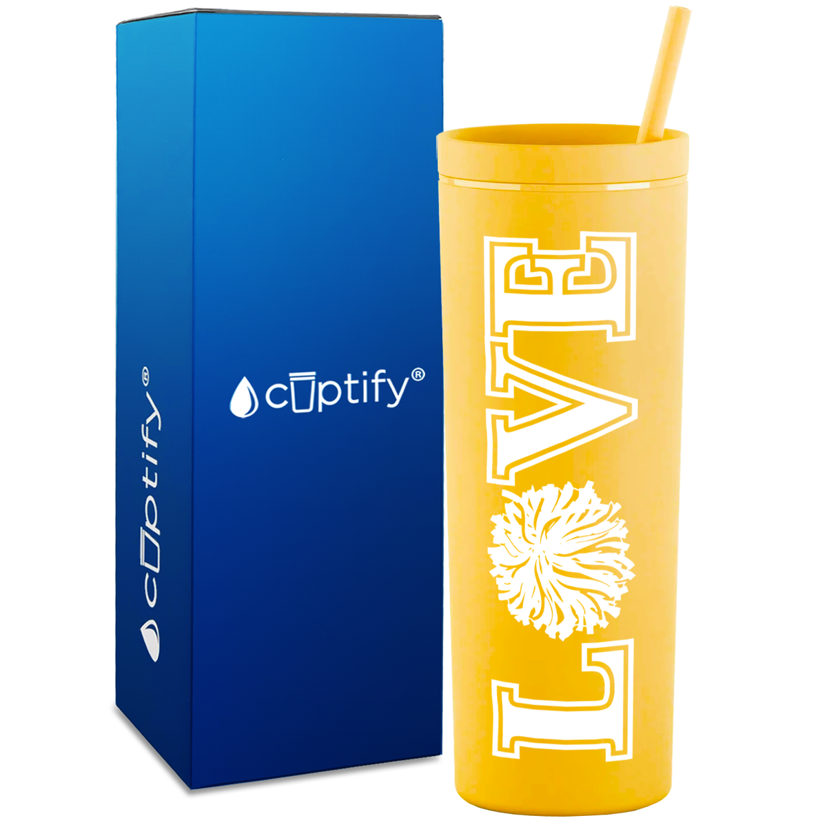 Love Cheer on 18oz Acrylic Skinny Tumbler