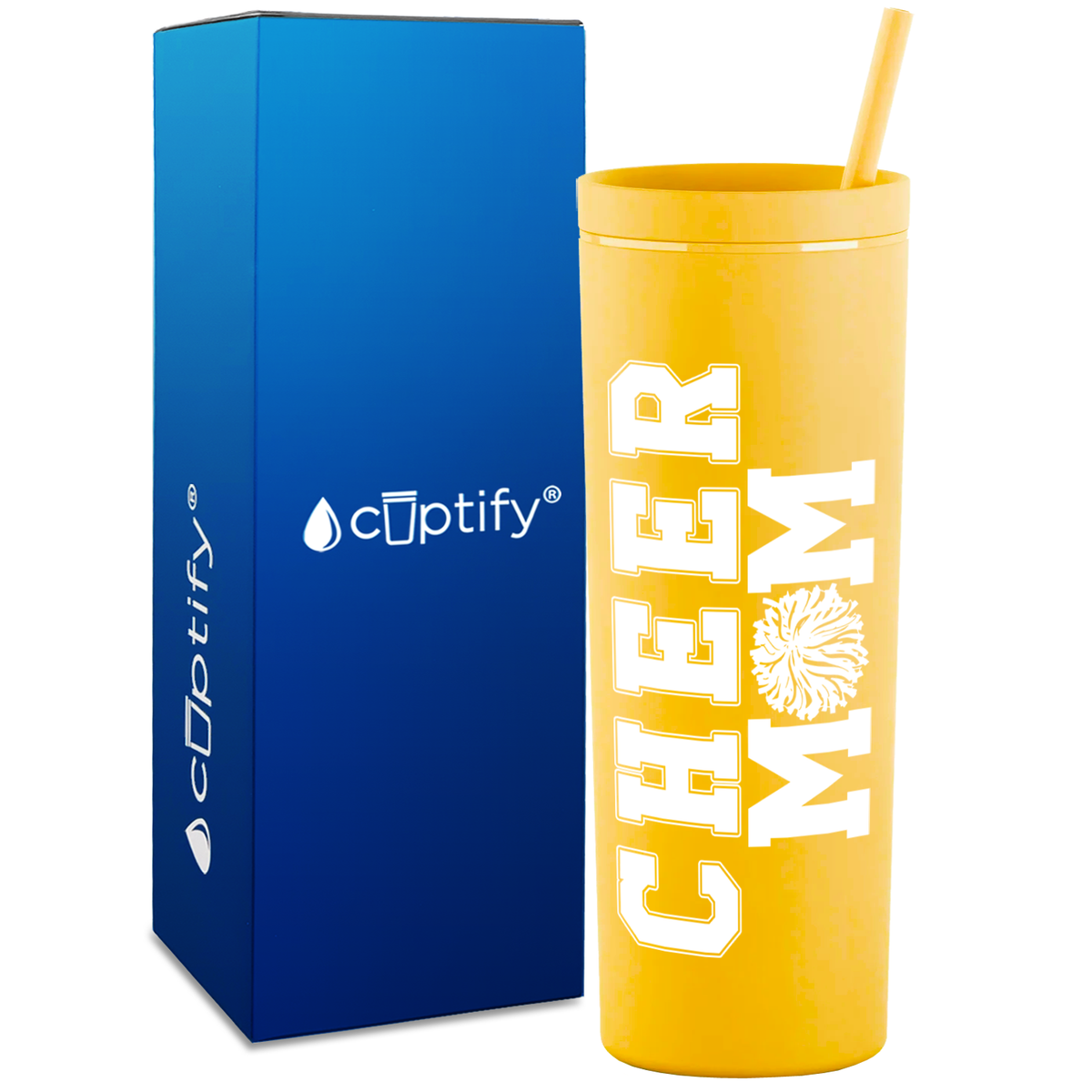 Cheer Mom on 18oz Acrylic Skinny Tumbler