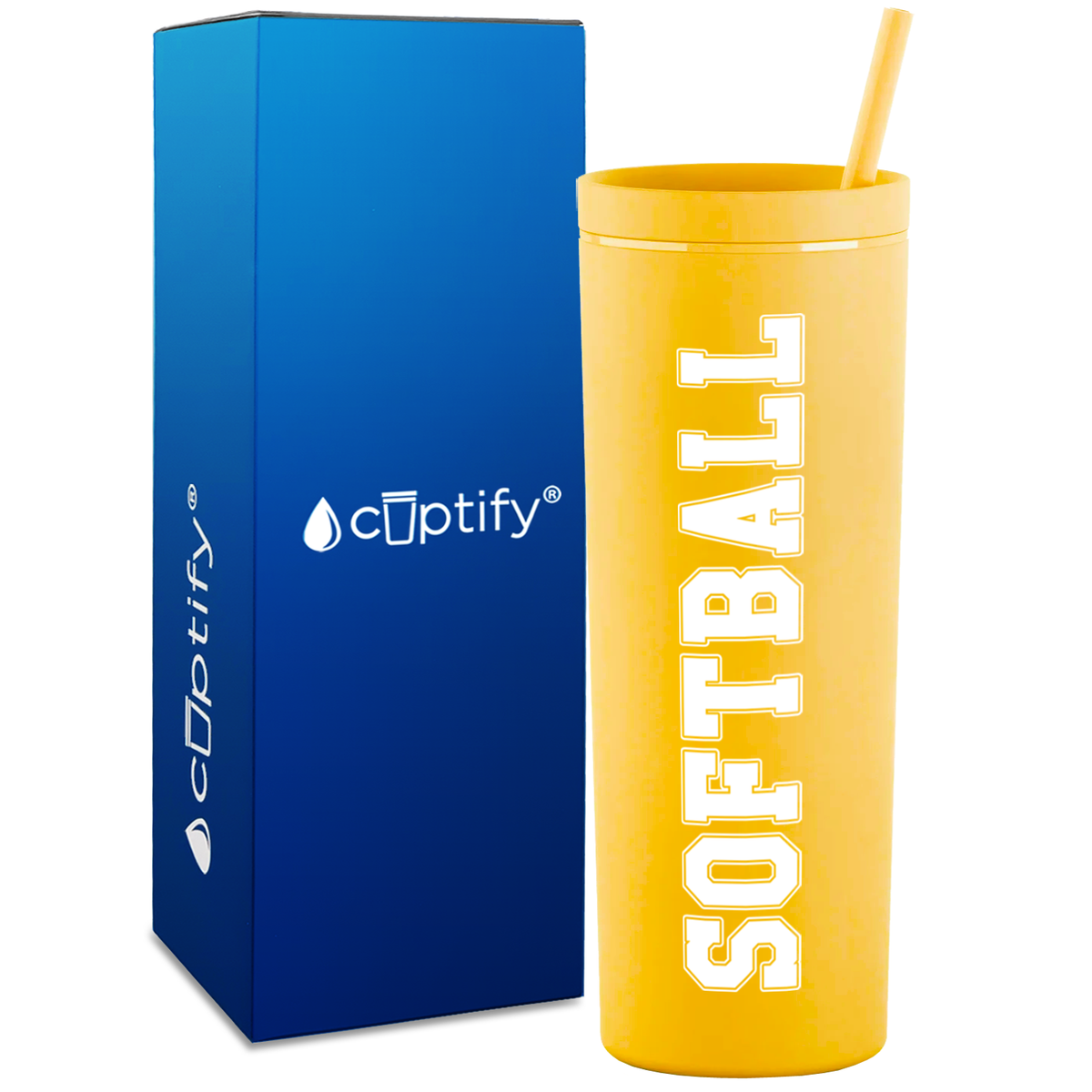 Softball on 18oz Acrylic Skinny Tumbler