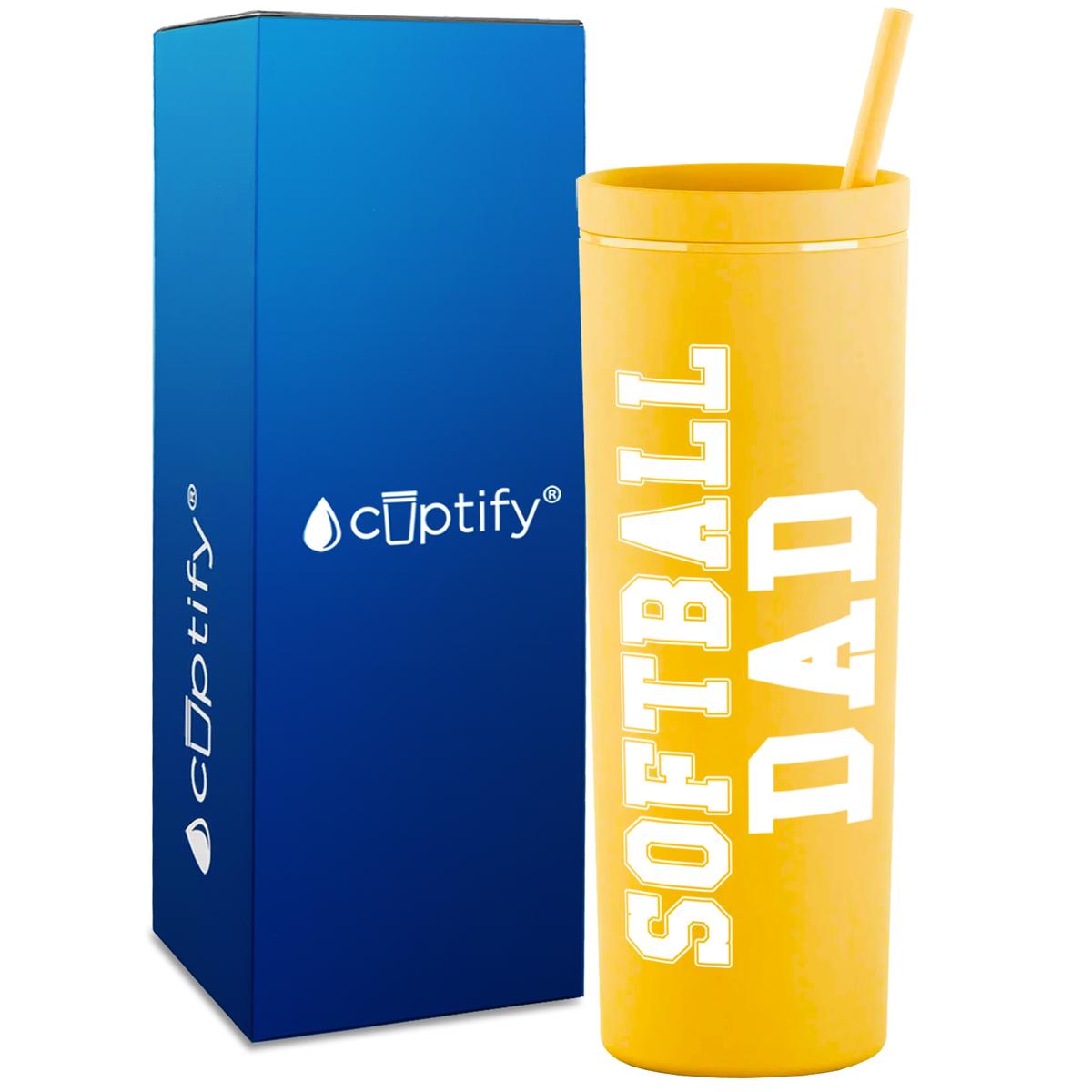 Softball Dad on 18oz Acrylic Skinny Tumbler