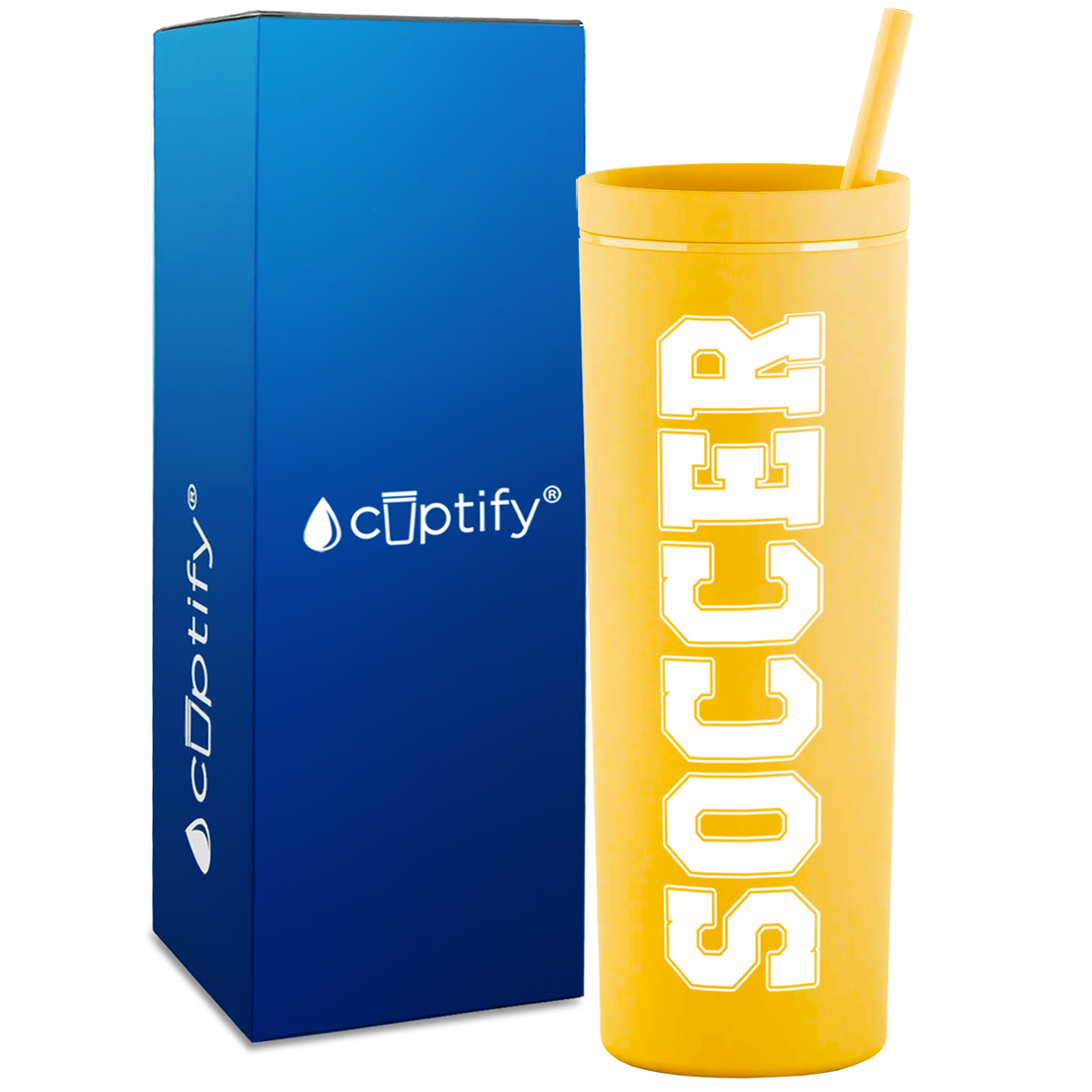 Soccer on 18oz Acrylic Skinny Tumbler
