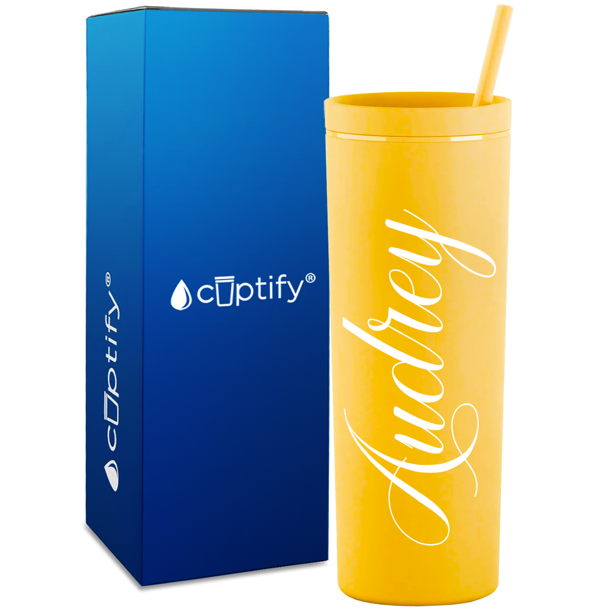 Personalized Audrey Style on 18oz Acrylic Skinny Tumbler