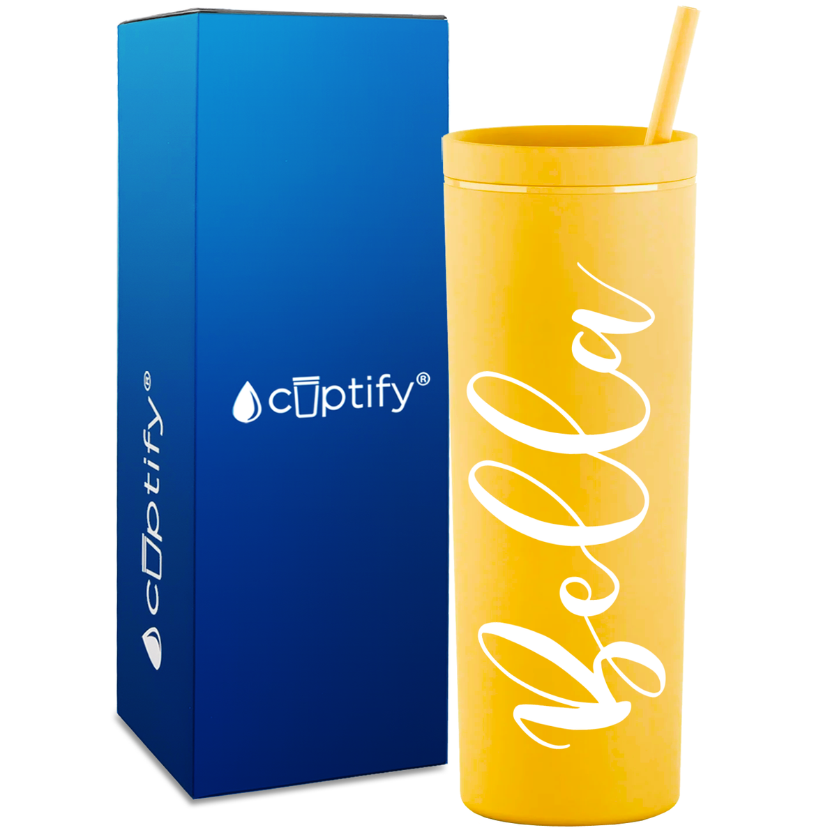 Personalized Bella Style on 18oz Acrylic Skinny Tumbler