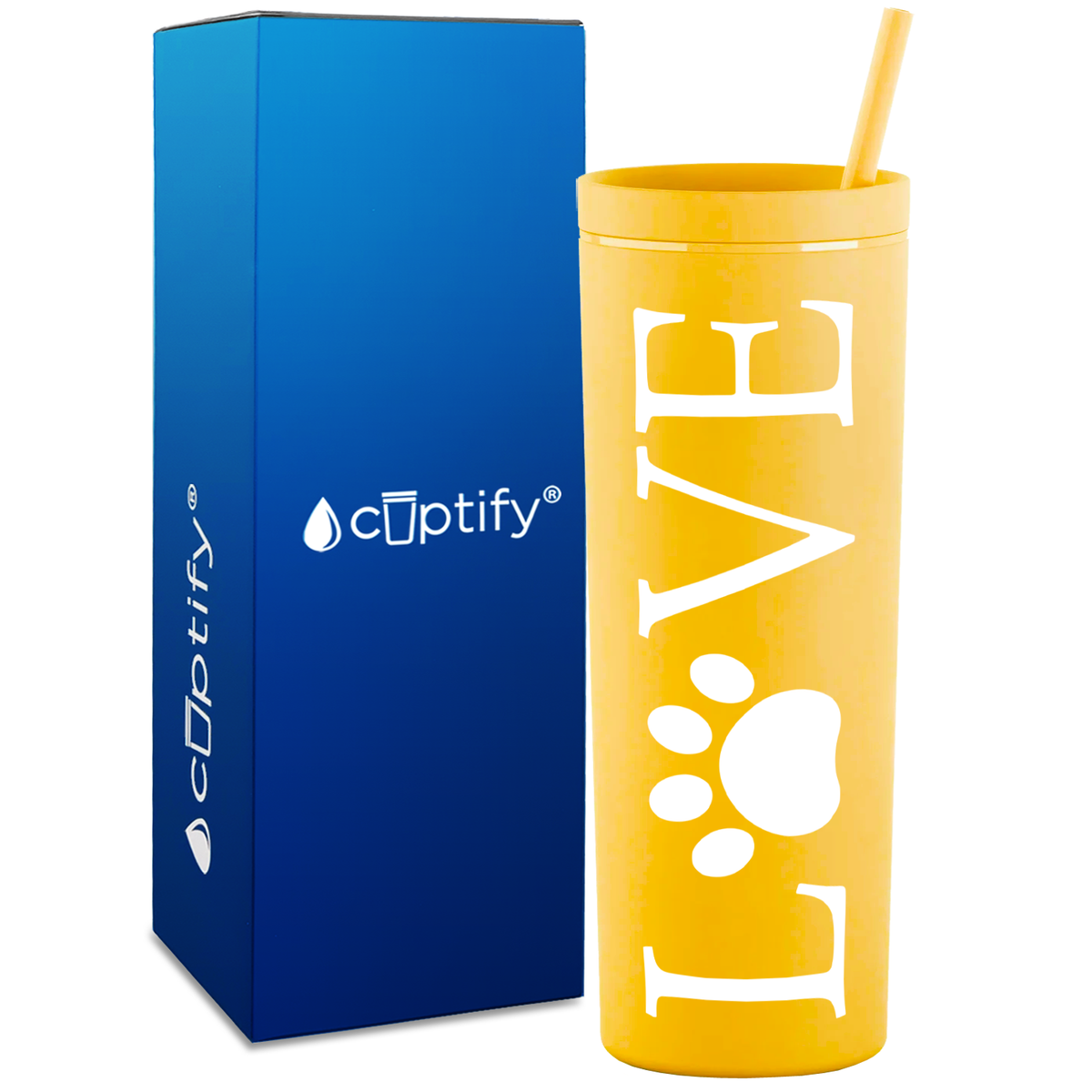 LOVE Dog Paw on 18oz Acrylic Skinny Tumbler