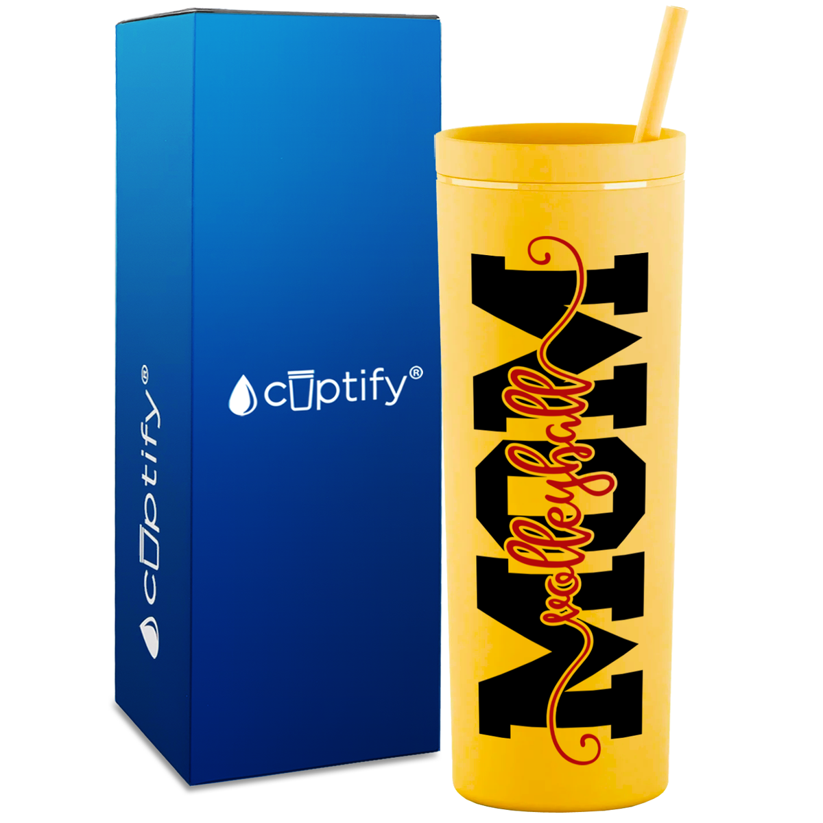 Volleyball Mom Red on 18oz Acrylic Skinny Tumbler