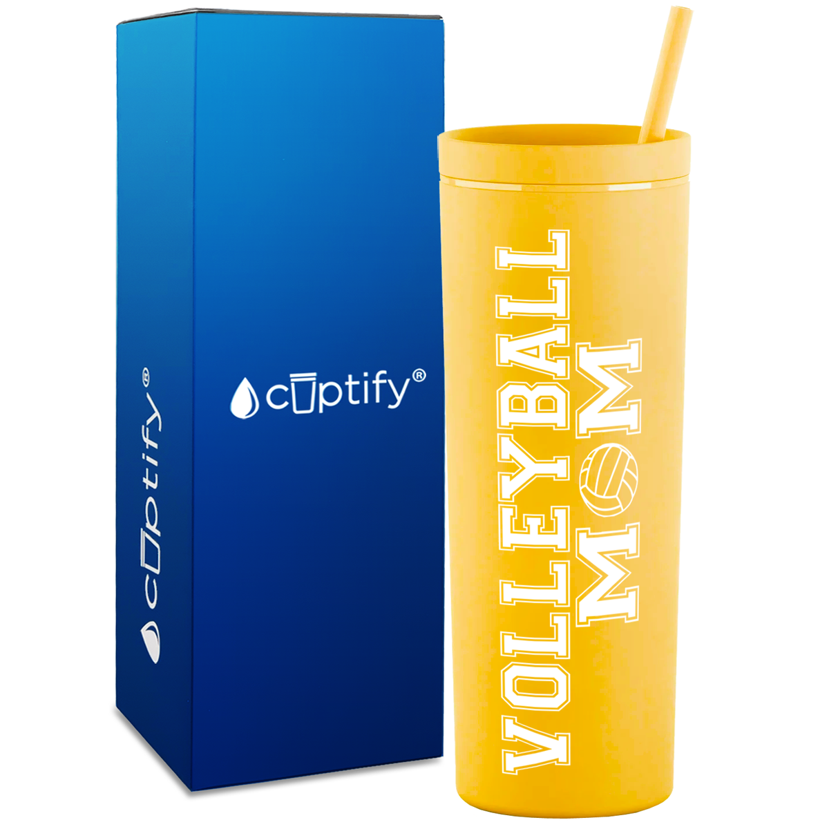 Volleyball Mom on 18oz Acrylic Skinny Tumbler