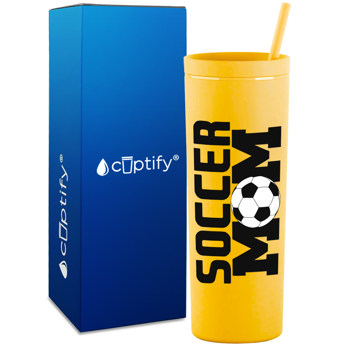 Soccer Ball Mom on 18oz Acrylic Skinny Tumbler