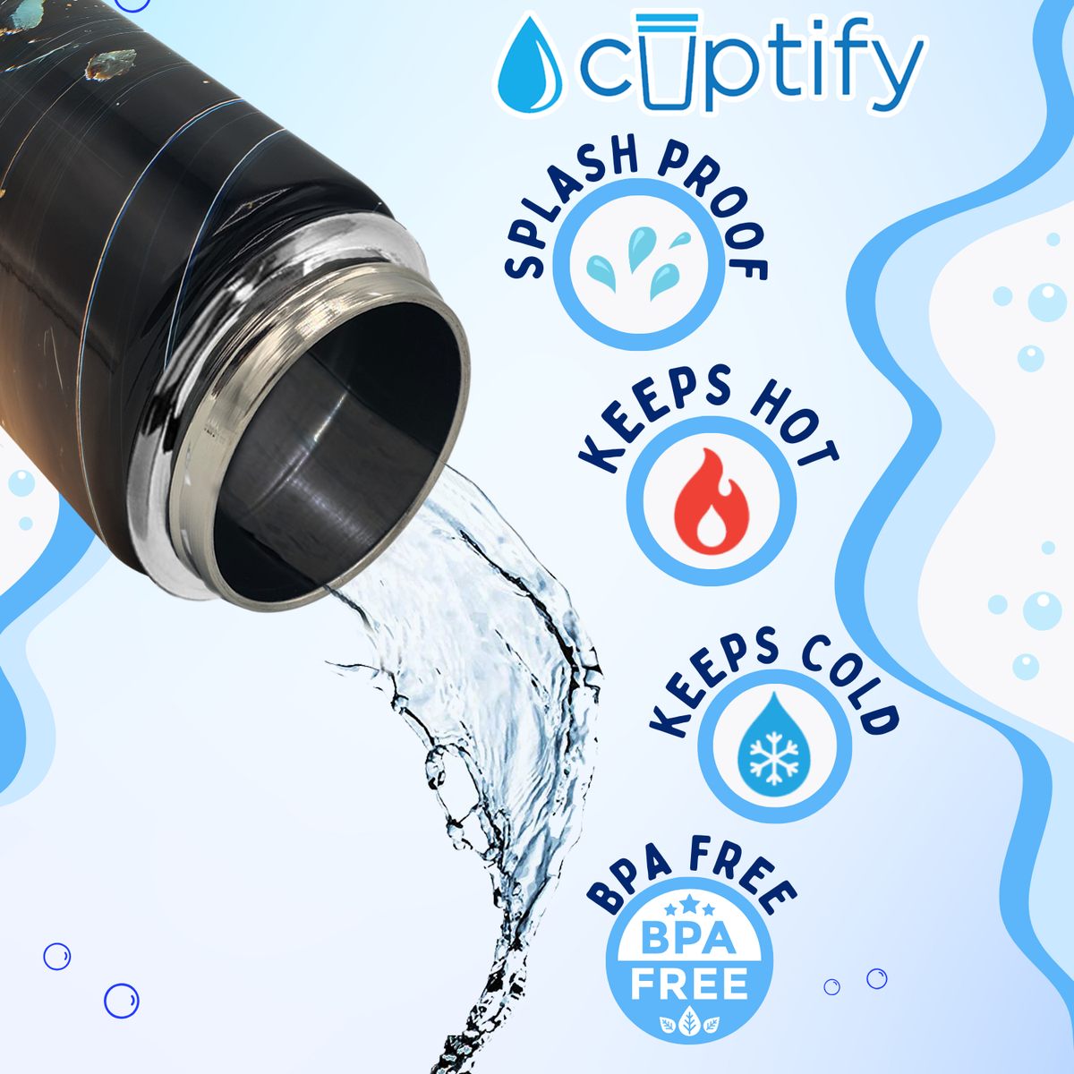 Personalized Baseball Breakthrough with Name 18oz Kids Water Bottle