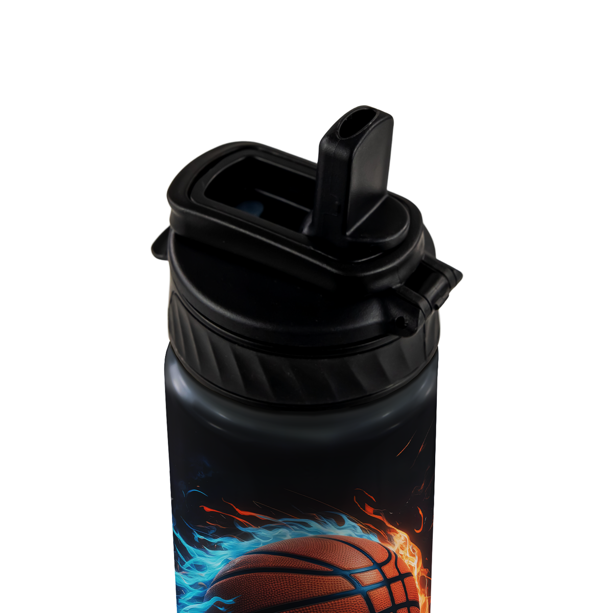 Personalized Basketball Fire and Ice with Name 18oz Kids Water Bottle