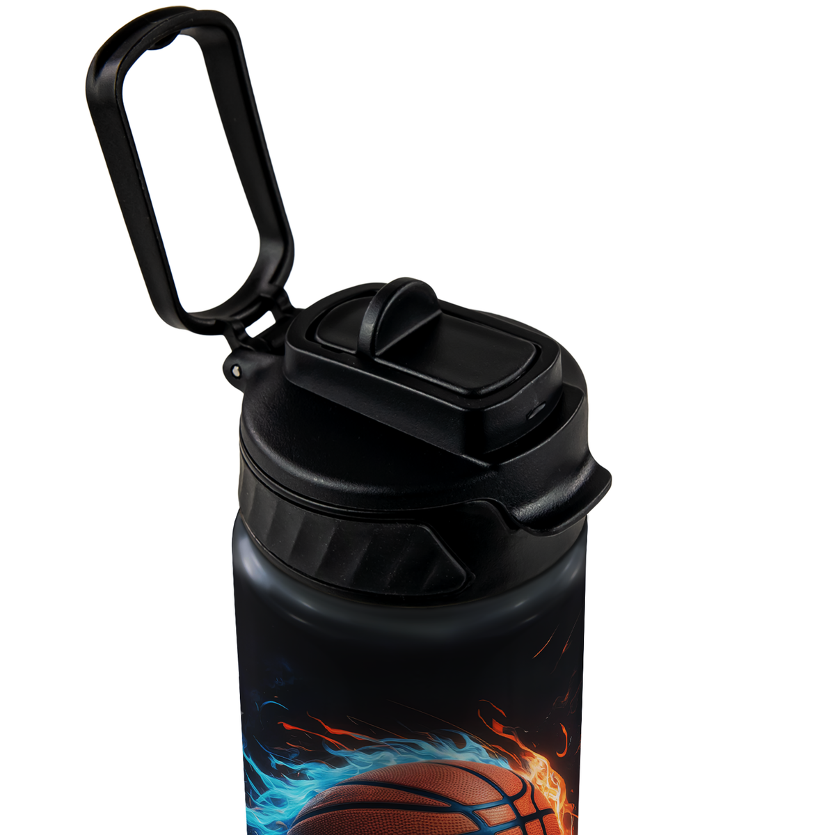 Personalized Basketball Fire and Ice with Name 18oz Kids Water Bottle