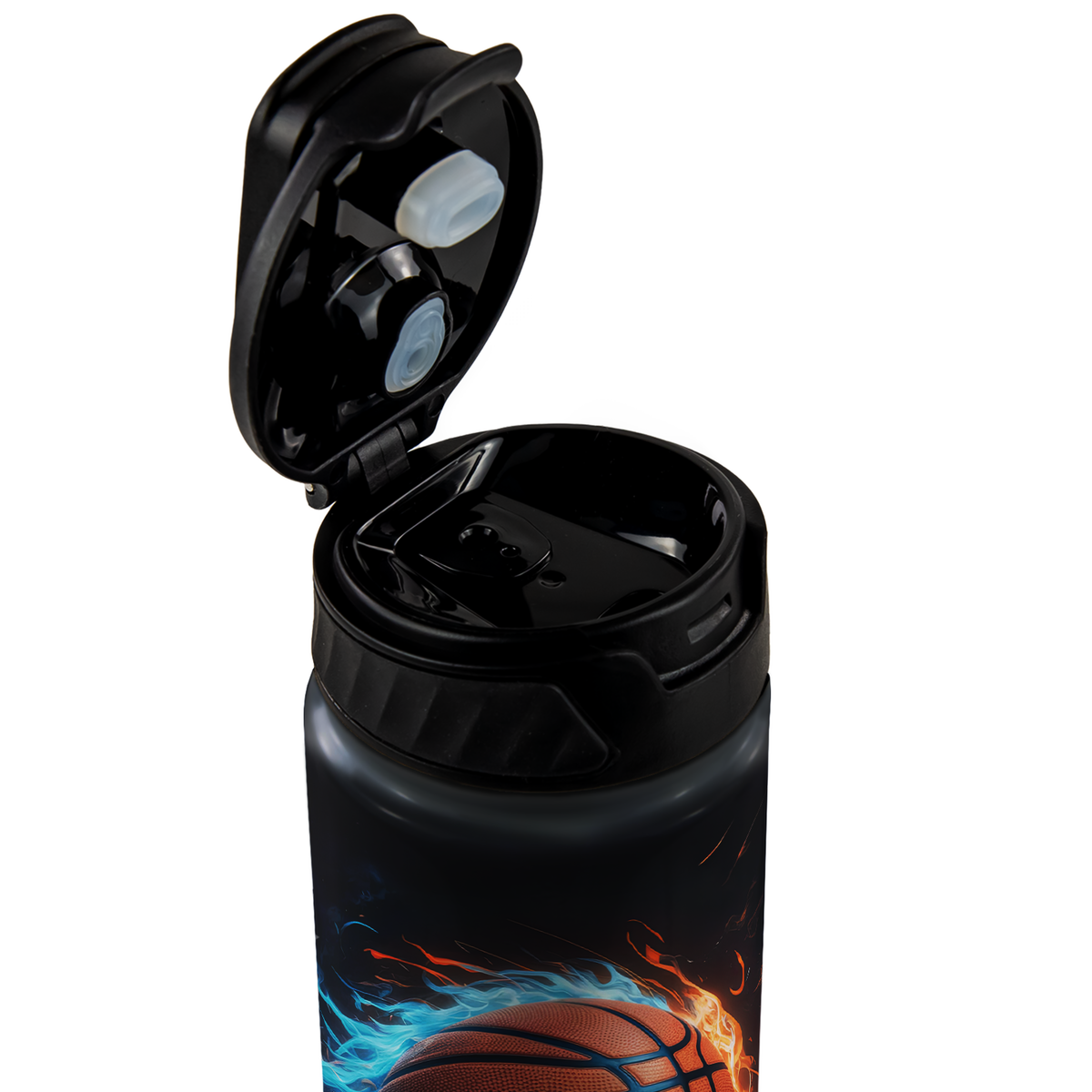 Personalized Basketball Fire and Ice with Name 18oz Kids Water Bottle