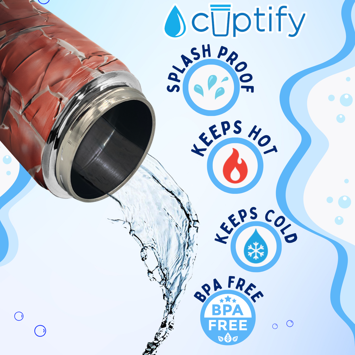 Personalized Basketball Power Play with Name 18oz Kids Water Bottle