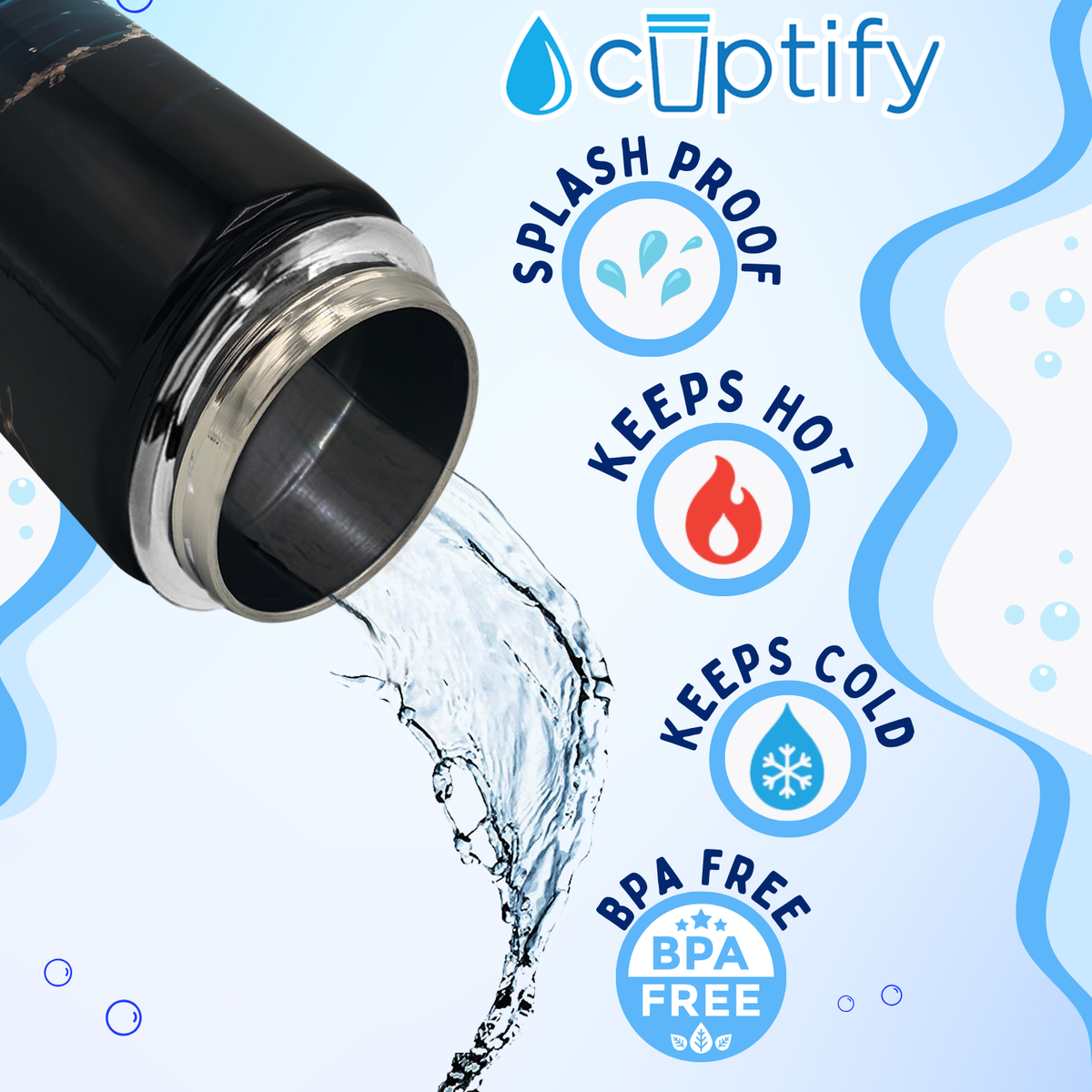 Personalized Blazing Baseball Fastball with Name 18oz Kids Water Bottle