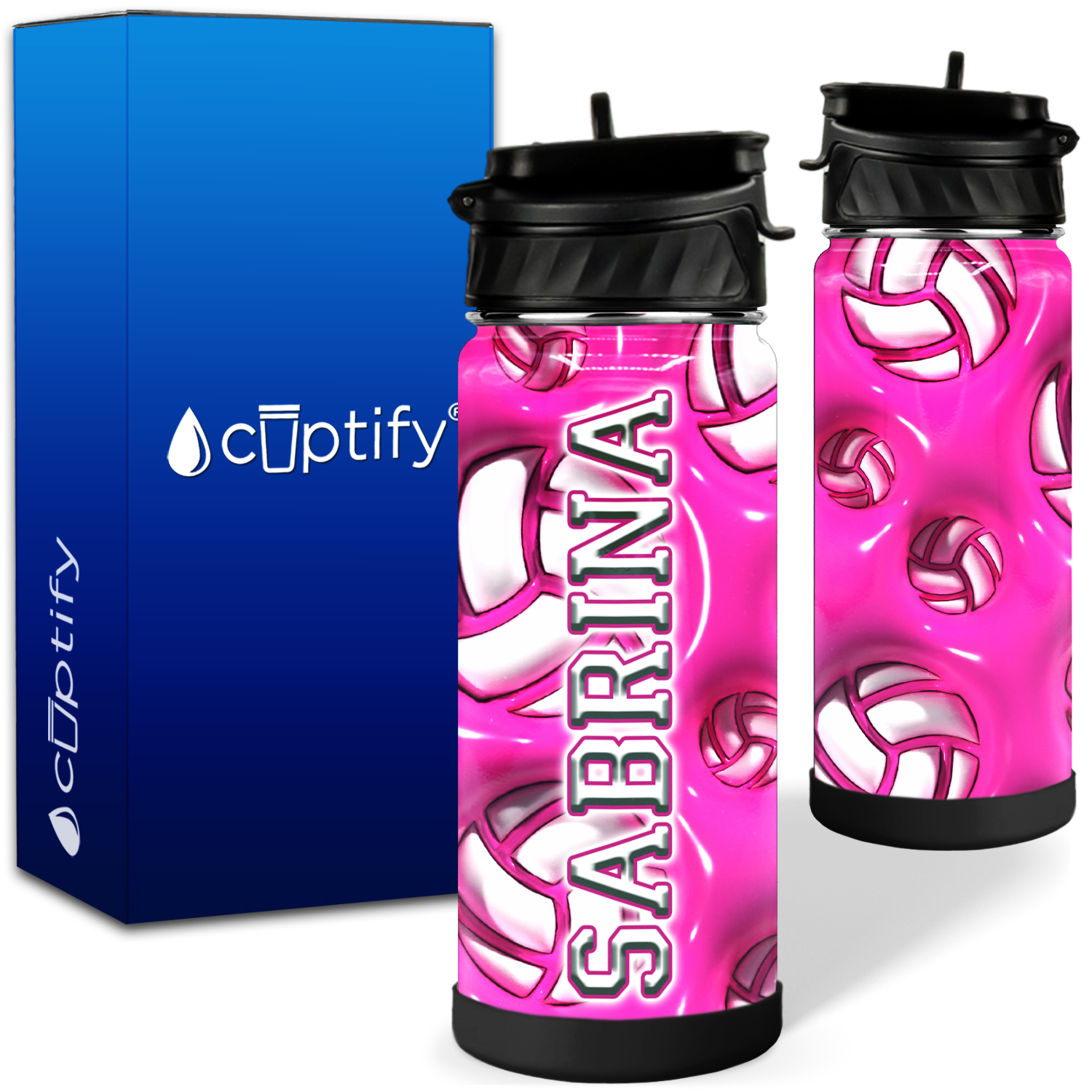 Personalized Bubble Volleyball with Name 18oz Kids Water Bottle