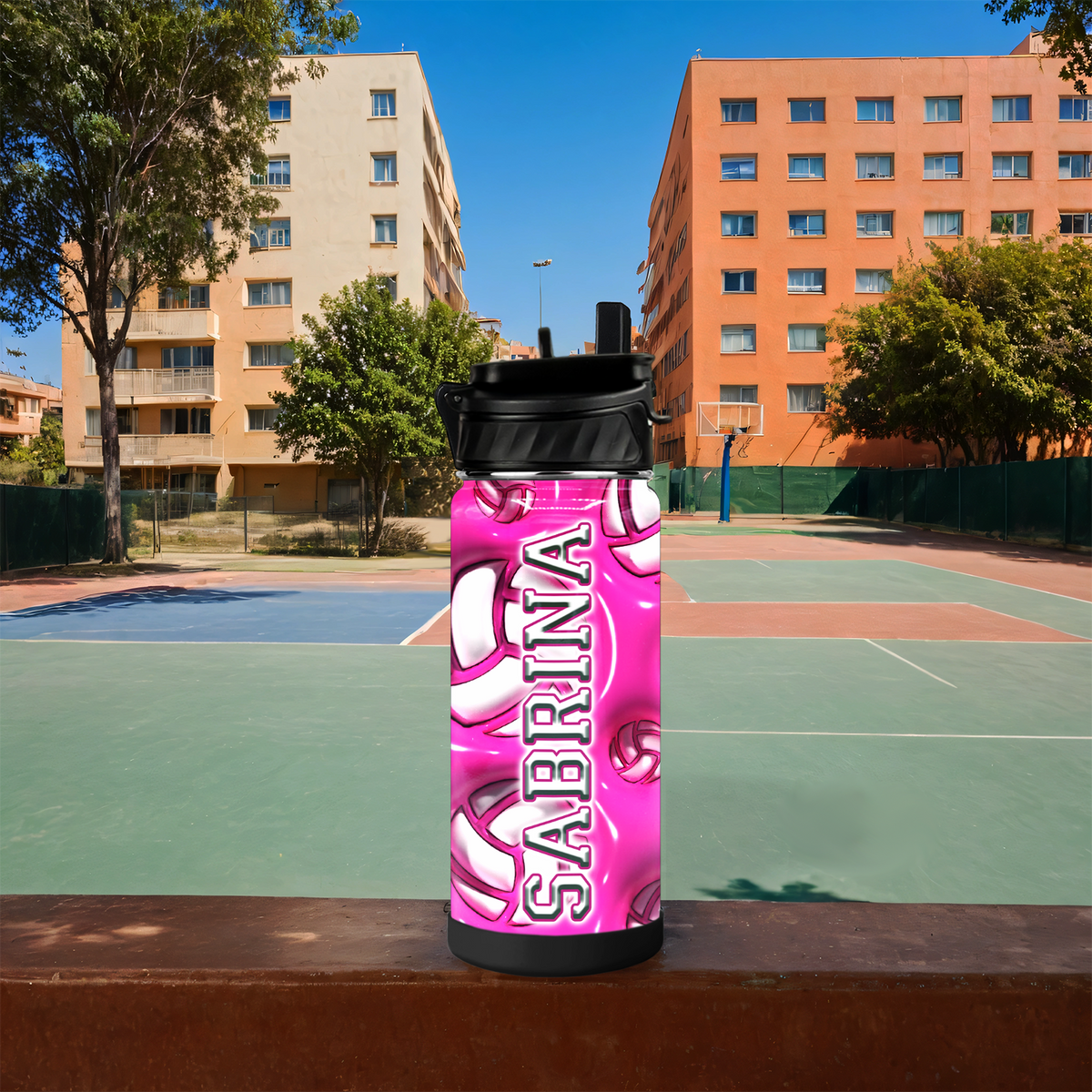 Personalized Bubble Volleyball with Name 18oz Kids Water Bottle