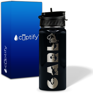 Personalized Dinosaur with Name and Icon on 18oz Wide Mouth Kids Water Bottle