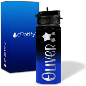Personalized 3 Stars with Name and Icon on 18oz Wide Mouth Kids Water Bottle