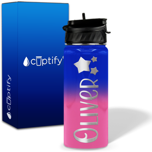 Personalized 3 Stars with Name and Icon on 18oz Wide Mouth Kids Water Bottle
