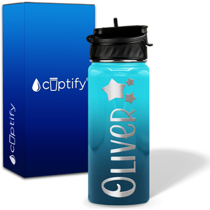 Personalized 3 Stars with Name and Icon on 18oz Wide Mouth Kids Water Bottle