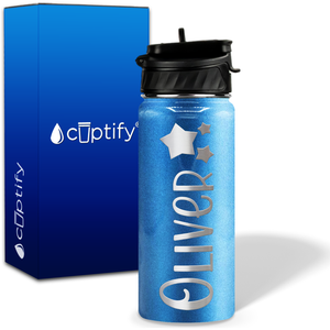 Personalized 3 Stars with Name and Icon on 18oz Wide Mouth Kids Water Bottle
