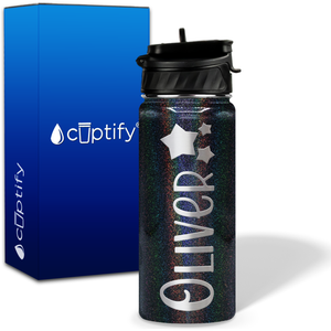Personalized 3 Stars with Name and Icon on 18oz Wide Mouth Kids Water Bottle