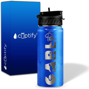 Personalized Dinosaur with Name and Icon on 18oz Wide Mouth Kids Water Bottle