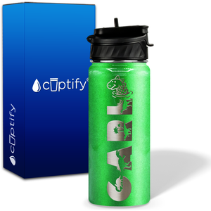 Personalized Dinosaur with Name and Icon on 18oz Wide Mouth Kids Water Bottle