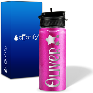 Personalized 3 Stars with Name and Icon on 18oz Wide Mouth Kids Water Bottle