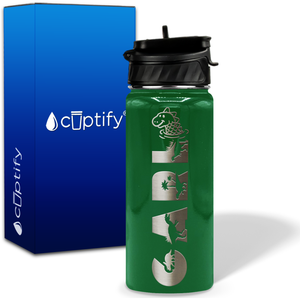 Personalized Dinosaur with Name and Icon on 18oz Wide Mouth Kids Water Bottle