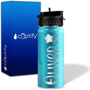 Personalized 3 Stars with Name and Icon on 18oz Wide Mouth Kids Water Bottle