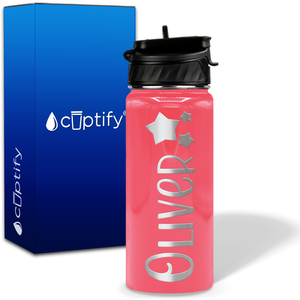 Personalized 3 Stars with Name and Icon on 18oz Wide Mouth Kids Water Bottle
