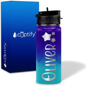 Personalized 3 Stars with Name and Icon on 18oz Wide Mouth Kids Water Bottle