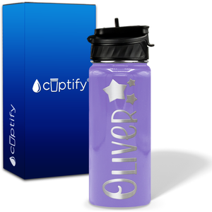 Personalized 3 Stars with Name and Icon on 18oz Wide Mouth Kids Water Bottle
