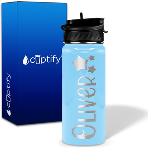 Personalized 3 Stars with Name and Icon on 18oz Wide Mouth Kids Water Bottle