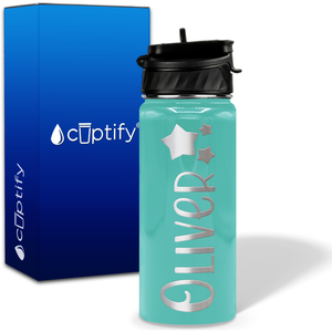 Personalized 3 Stars with Name and Icon on 18oz Wide Mouth Kids Water Bottle