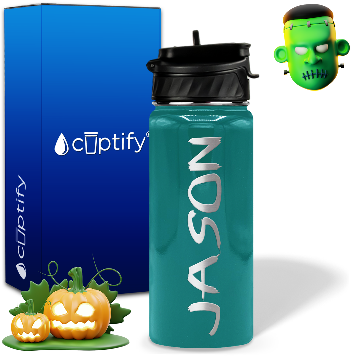 Personalized Scary Halloween Font on 18oz Wide Mouth