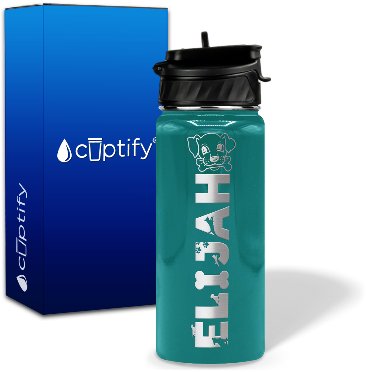 Personalized Dog with Name and Icon on 18oz Wide Mouth Kids Water Bottle