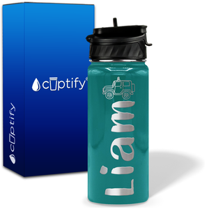 Personalized Jeep with Name and Icon on 18oz Wide Mouth Kids Water Bottle