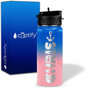 Personalized Anchor with Name and Icon on 18oz Wide Mouth Kids Water Bottle
