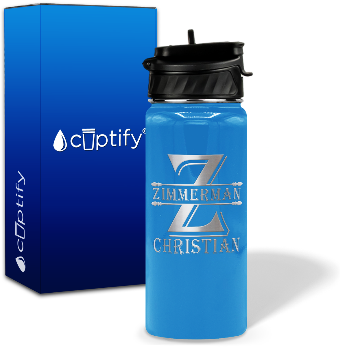 Initial Block on 18oz Personalized Water Bottle