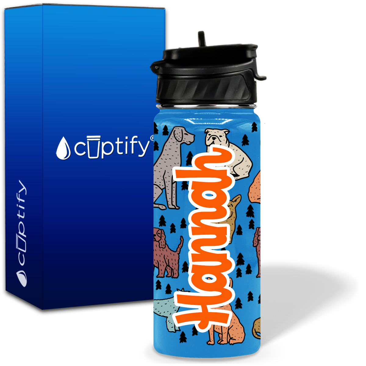 Dogs 18oz Personalized Kids Water Bottle